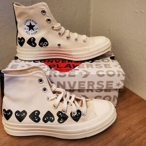 New!!!! Converse X Comme Des Garons Play Multi Heart Blk Egret Womens 7 Mens 5